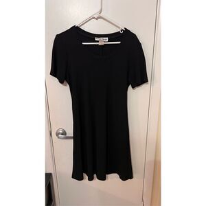 Ronni Nicole Women's Round Neck Short Sleeve Casual Midi Dress Black Size 10P